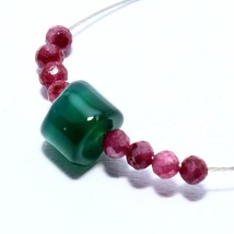 Green Onyx Smooth Rondelle Moonstone Beads Natural Loose Gemstone Making Jewelry - £2.35 GBP