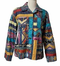 Chico&#39;s Jacket Women&#39;s Sz 2 US Large Southwestern Aztec Colorful Lined C... - £22.81 GBP