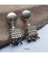 Real 925 Sterling Silver Oxidized Statement Drop Jhumka Women Earring - $3,333.86 MXN