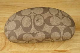 MODERN Designer COACH Signature Tan Logo Hard Clamshell Eyeglasses Case - £19.75 GBP