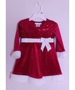 Bonnie Baby Dress Infant Girls Size 18M Red Velvet Sequins Fur - $247.70 MXN