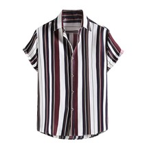 Men&#39;S Striped Shirts Casual Short Sleeve Button Down Shirts A Multicolou... - £40.00 GBP