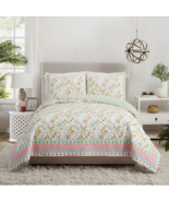 NEW! Lovely Songbird Paradise 100% Cotton KING Quilt Set Pastels Parakee... - £113.71 GBP