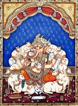 Lord Ganesha Oil Painting with stone work Original Handmade Art work |40... - £589.05 GBP