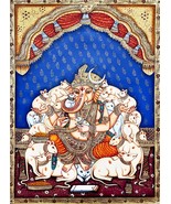 Lord Ganesha Oil Painting with stone work Original Handmade Art work |40... - $749.00