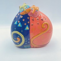 Laurel Burch Two Sitting Cats Ceramic Figurine Bella Casa By Ganz Love Colorful - £22.21 GBP