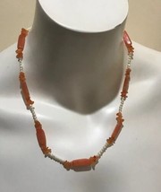 Vintage Carnelian Sterling  Fresh Water Pearl Necklace Long  Strand 20” 8/19 - £44.17 GBP