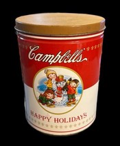 Campbells Soup Happy Holidays Soup Kids Popcorn Tin Vintage Collectible Tin - $12.19