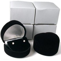 4 Heart Earring Gift Boxes Black Showcase Display - £6.84 GBP
