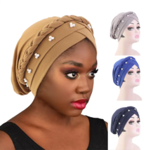 4PCS  Women Turban Braid Headscarf Braid Turban Cap Pre-Tied Twisted Braid Hair - £21.58 GBP
