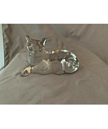 COLLECTIBLE LENOX FINE CRYSTAL MOTHER CAT WITH FROSTED BABY KITTEN 6&quot; LO... - £15.58 GBP