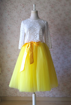 YELLOW Midi Tulle Skirt Outfit Women A-line Custom Plus Size Tulle Midi Skirt image 3