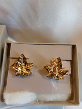 Vintage Avon Brushed Gold Leaf Clip on Earring Boho Ivy - £7.91 GBP