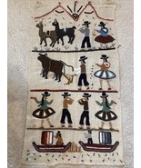 Peruvian Lake Titicaca Farmer Fisherman Landscape Portrait Embroidery Te... - €127,29 EUR