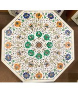 30&quot; White Marble  Coffee Table  Lapis Lazuli Inlay Home Decor Luxary Tab... - $3,457.90 CAD