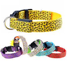  Leopard LED Dog Collar Luminous Adjustable Glowing Collar For Dogs Pet Night Sa - £5.12 GBP+