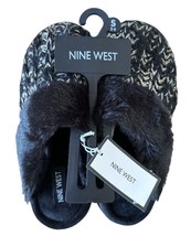 Nine West Women&#39;s Faux Fur Slippers Size S 5/6 Black - £11.86 GBP