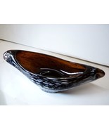 Vintage Italian Murano 1950s HandBlown Speckled Brown Glass Gondola Bowl... - $56.12