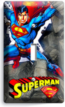 Superman Cartoon Comics Single Light Switch Wall Plate Cover Boys Bedroom Decor - £7.89 GBP