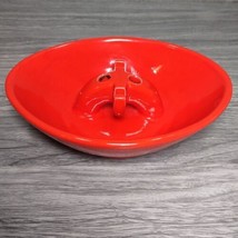 Vintage MCM Orange / Bright Red Ceramic Ashtray Retro Studio Pottery Atomic - £35.55 GBP