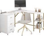 Techni Mobili L Shaped Desk - Two-Toned Computer Desk with Drawers &amp; Sto... - £237.43 GBP