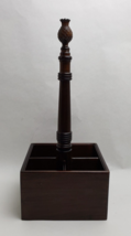 Vtg Froelich Furniture Wood Wine Bottle Holder Caddy 4 Section Pineapple Finial - £63.26 GBP