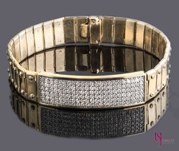 2.90.Carat Men&#39;s ID Screw Link Diamond Bracelet 14k Solid Yellow Gold - £4,128.17 GBP