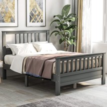 Merax Solid Wood Bed Frame With Headboard And Footboard/No Box Spring, Gray - £250.60 GBP