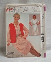 McCall's Easy 8457 Sewing Pattern Size F 16 18 20 Misses' Dress & Vest NOS - $9.99
