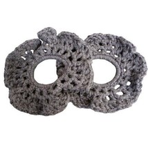 Crochet Scrunchies Handmade Hair Tie Ponytail Holder Cotton Black Lace Set of 2 - £5.46 GBP