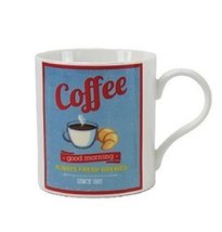 Coffee Good Morning Retro Blue Mug in Gift Box - Always fresh brewed since 1997 - $7.98
