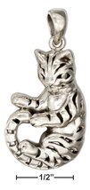 Sterling Silver Tiger Stripe Cat Pendant - £59.14 GBP+