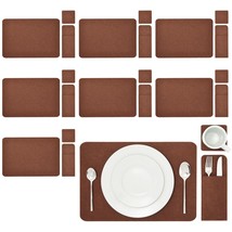 Felt Table Placemats Set Of 8 For Dining Table, 8 Coasters, 8 Cutlery Po... - $38.99