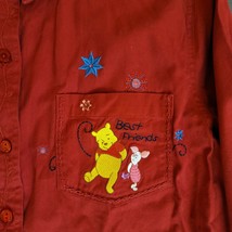 Disney Winnie the Pooh Piglet Best Friends Red Button Up Shirt Top Women... - £31.27 GBP