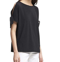 DKNY Womens Keyhole Tie Sleeve Pullover Top Size Small Color Black - £46.15 GBP