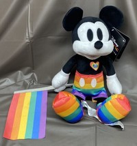 Disney Pride Collection Mickey Mouse Plush Holding Flag 14” - $30.84