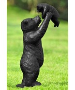 16&quot;H Aluminum Whimsical Rustic Forest Black Momma Bear Lifting Her Cub S... - $2,204.95 MXN