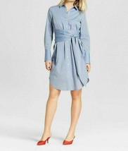 Who What Wear Women&#39;s Long Sleeve Belted Shirtdress Shirt Dress Chambray Med NWT - £15.71 GBP