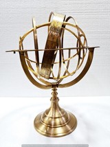 18&quot; Nautical Big Brass Armillary Sphere World Globe Rosewood Base Home Decorativ - £159.07 GBP