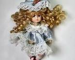 Collectible Memories Porcelain Doll Bisque Jointed 7 Inch Blue Dress Eye... - $14.99
