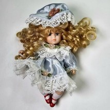 Collectible Memories Porcelain Doll Bisque Jointed 7 Inch Blue Dress Eyes Blonde - £11.98 GBP