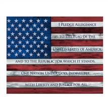 &quot;The Pledge Of Allegiance On Usa Flag&quot;-10 X 8&quot; Patriotic Wall Decor-Ready To - £31.35 GBP