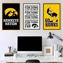 Iowa Hawkeyes Wall Art Black Gold NCAA 3-Piece Adhesive Canvas Peel-and-... - $79.99