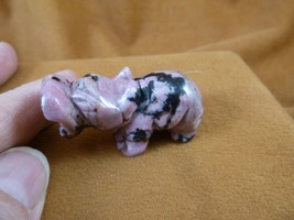 Y-HIP-587 Pink Black Rhodonite HIPPO Hippopotamus Gemstone figurine gem ... - $385.67 MXN