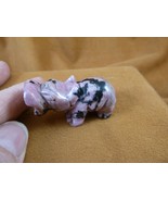 Y-HIP-587 Pink Black Rhodonite HIPPO Hippopotamus Gemstone figurine gem ... - €17,15 EUR