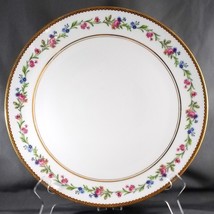 Raynaud Country Flowers Chop Plate 11in White Limoges Pink Blue Floral Gold Trim - £56.12 GBP