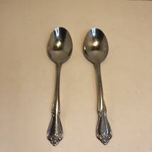 2 Place/ Oval Spoons Arbor Rose /True Rose Oneida USA Flatware 7&quot; - £11.68 GBP