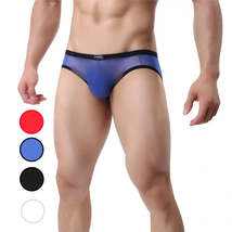 Men&#39;s Sheer Briefs with Logo Elastic Waistband and Contoured Pouch Design Male U - £4.71 GBP