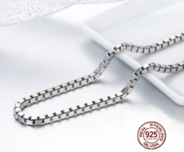 Italy 925 Sterling Silver 3MM Elegant Box Chain Necklace (20&quot;, 24&quot;) - £110.12 GBP+