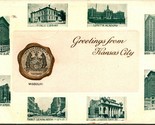 State Seal Multiview Buildings Greetings From Kansas City MO 1911 DB Pos... - $19.75